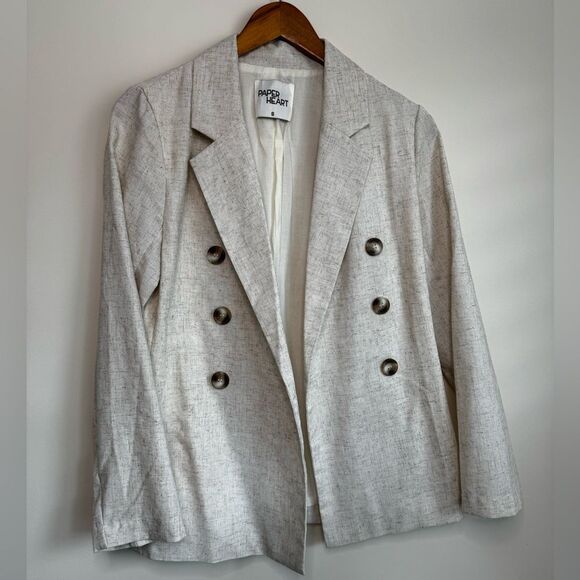 Paper Heart Lightweight Double Breasted Cotton/Linen Blazer Size Small - Picture 1 of 7